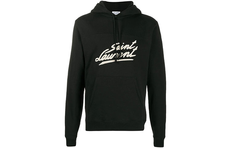 Saint Laurent FW21 Logo Print Hoodie Black Men 631086YBVB21095