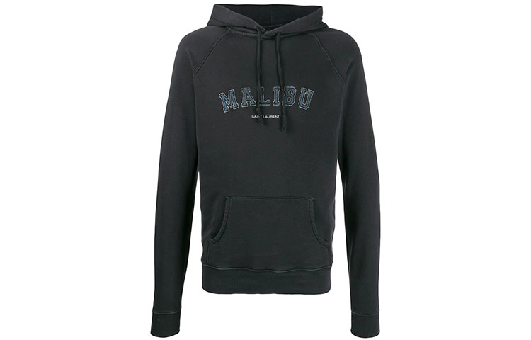 Saint Laurent FW21 Malibu Logo Printed Hoodie Black 603281YBPY21050