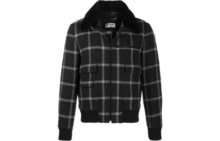 Saint Laurent FW21 Plaid Long-Sleeve Jacket Black 632465Y9B011095
