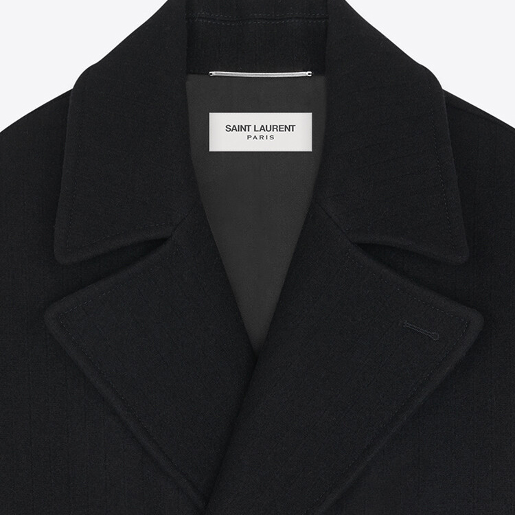 Purchase SAINT LAURENT FW22  Double-Breasted Peacoat Black. 701144Y2F621000