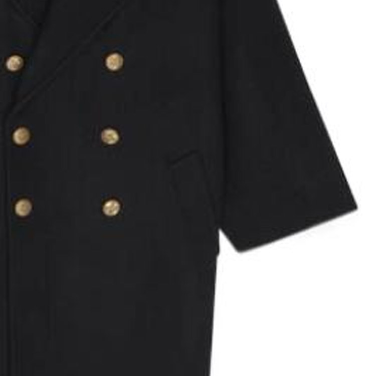 Cheap SAINT LAURENT FW22  Double-Breasted Peacoat Black. 701144Y2F621000