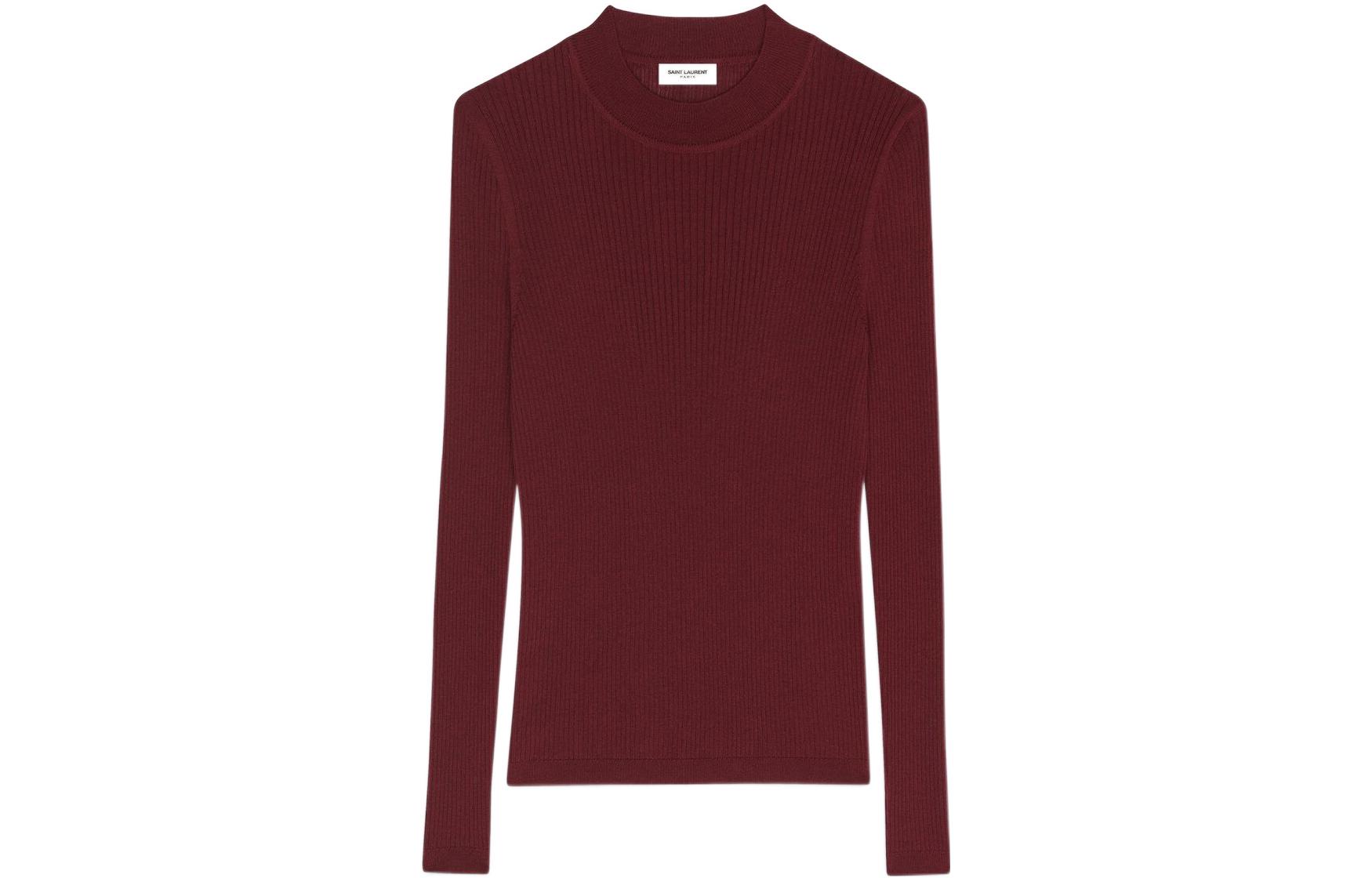 Order SAINT LAURENT FW22  Red Ribbed Crewneck Knit Sweater 710734YAPK26001