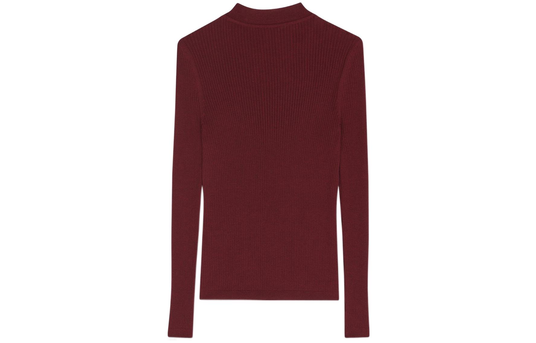 Lookbook SAINT LAURENT FW22  Red Ribbed Crewneck Knit Sweater 710734YAPK26001