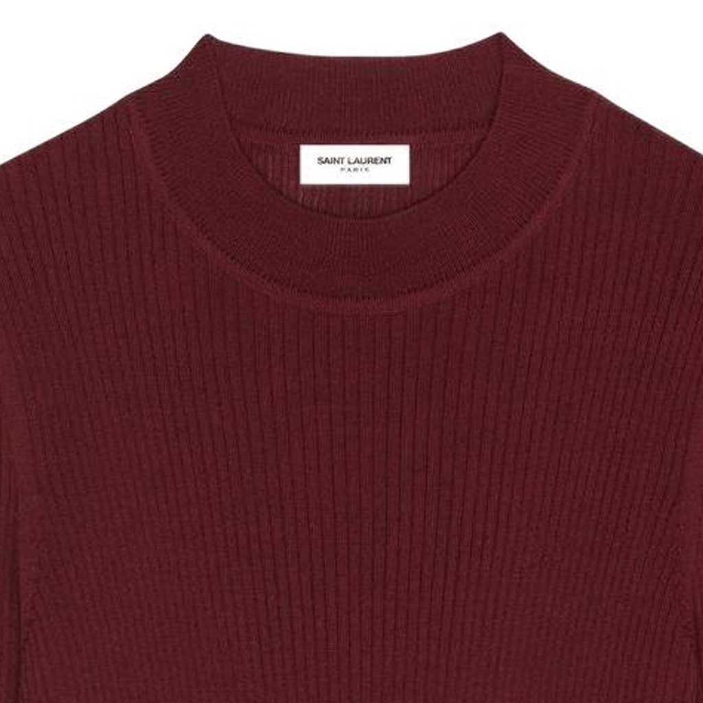 Details for SAINT LAURENT FW22  Red Ribbed Crewneck Knit Sweater 710734YAPK26001