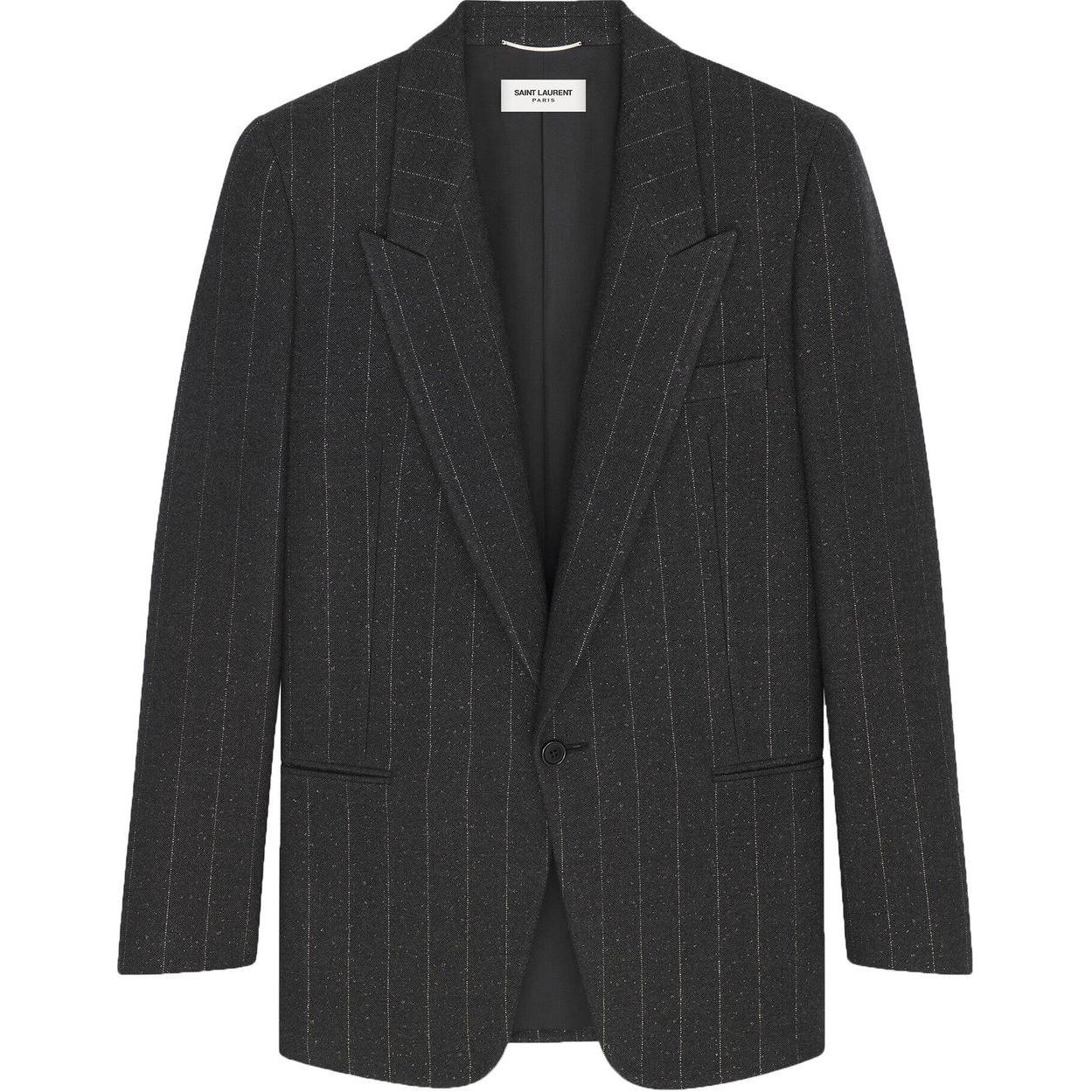 Order SAINT LAURENT 秋冬22條紋單扣V領西裝外套 深灰色 705935Y1F108105