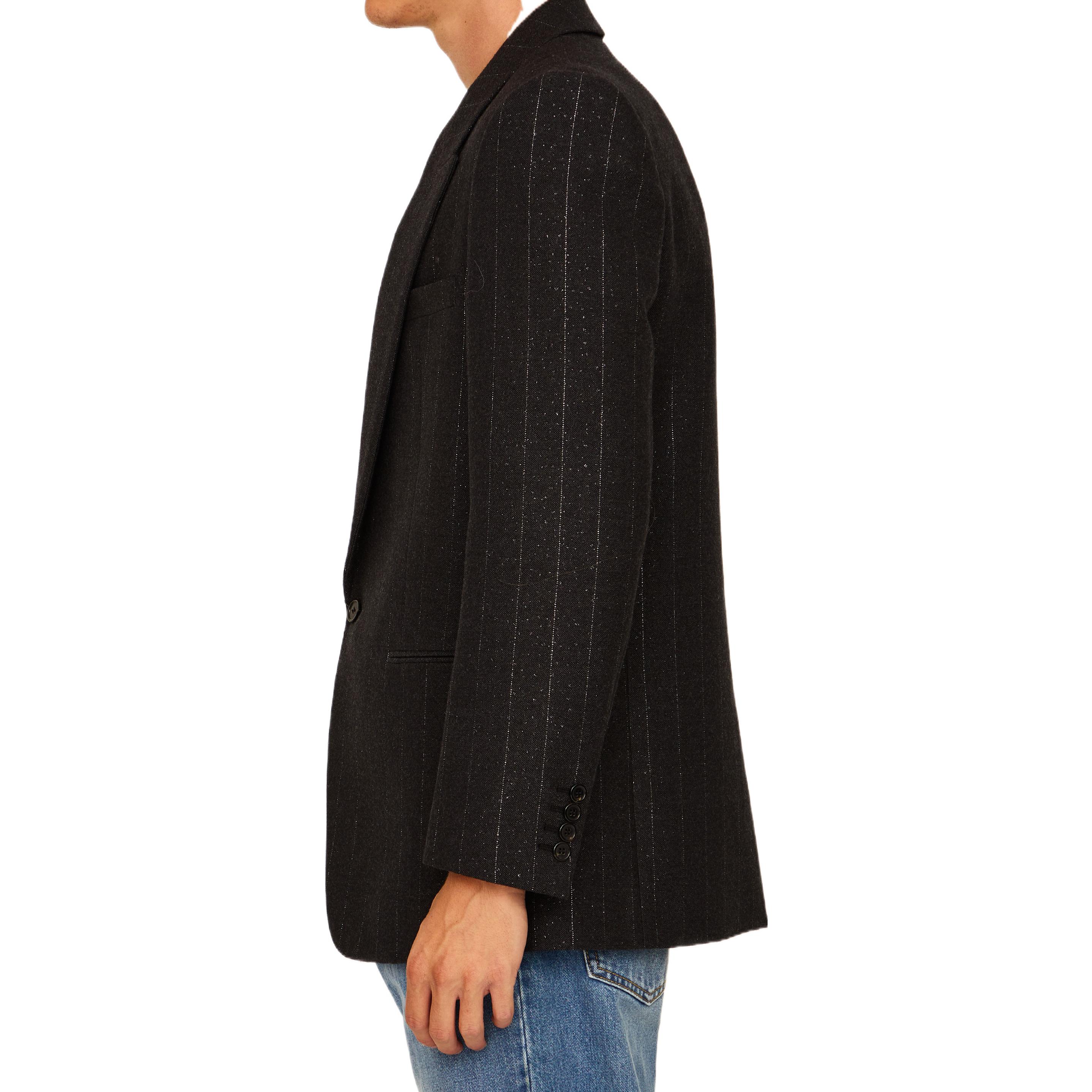 Details for SAINT LAURENT 秋冬22條紋單扣V領西裝外套 深灰色 705935Y1F108105