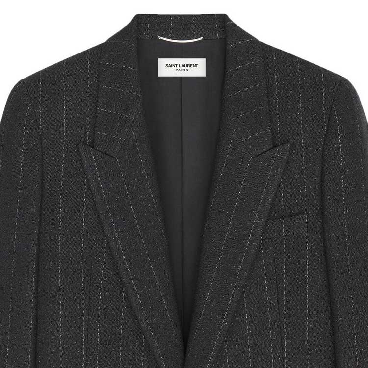 Cheap SAINT LAURENT 秋冬22條紋單扣V領西裝外套 深灰色 705935Y1F108105