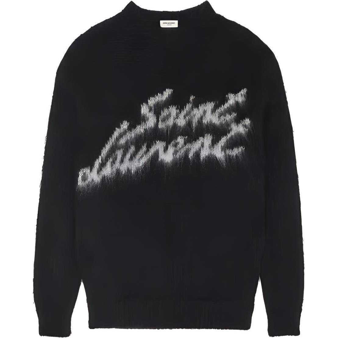 Order SAINT LAURENT FW22 Suéter Negro Jacquard con Letras Crewneck. 712176Y75SQ1095
