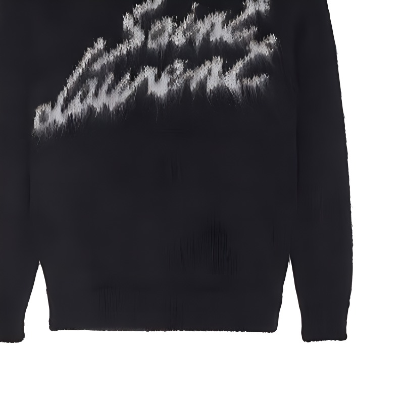 Shop SAINT LAURENT FW22 Suéter Negro Jacquard con Letras Crewneck. 712176Y75SQ1095