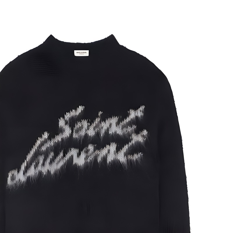 Purchase SAINT LAURENT FW22 Suéter Negro Jacquard con Letras Crewneck. 712176Y75SQ1095