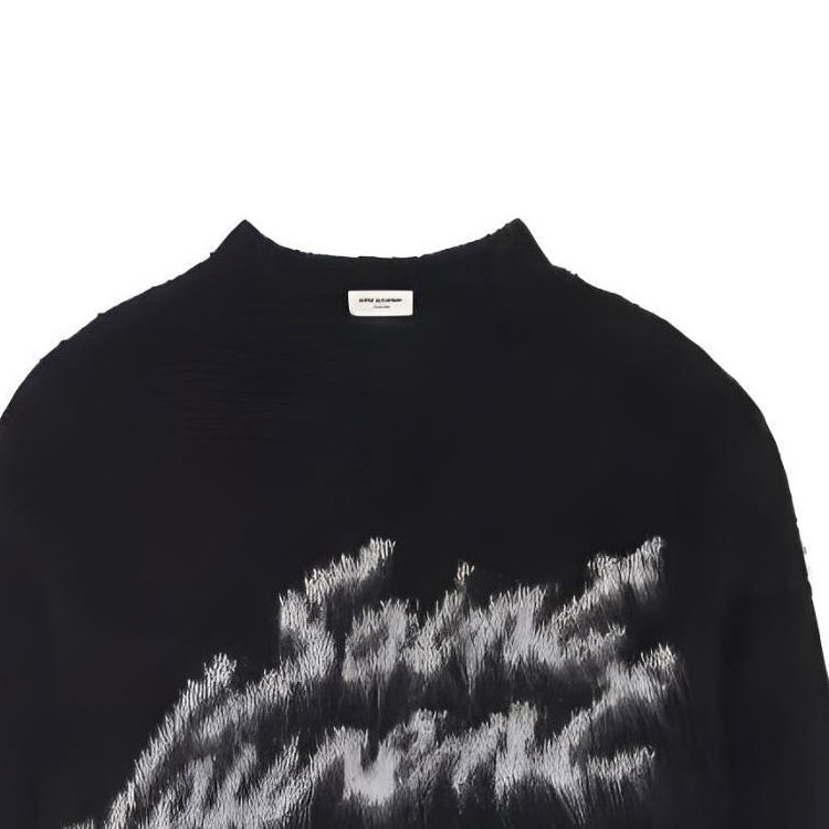 Sizing SAINT LAURENT FW22 Suéter Negro Jacquard con Letras Crewneck. 712176Y75SQ1095