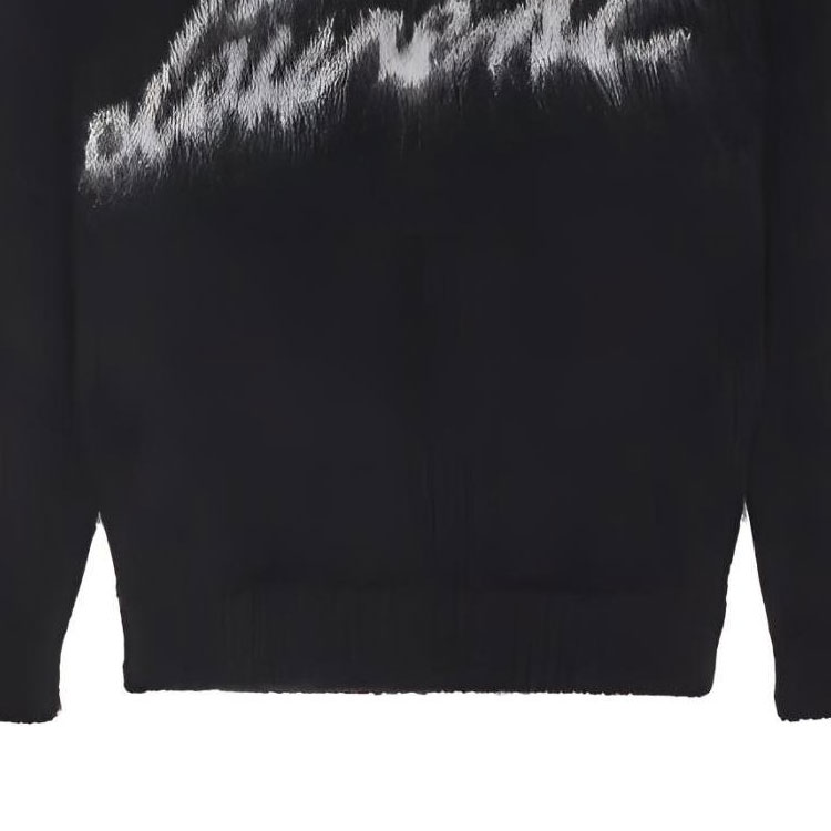 Cheap SAINT LAURENT FW22 Suéter Negro Jacquard con Letras Crewneck. 712176Y75SQ1095