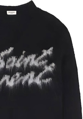 SAINT LAURENT FW22 Suéter Negro Jacquard con Letras Crewneck. 712176Y75SQ1095 1