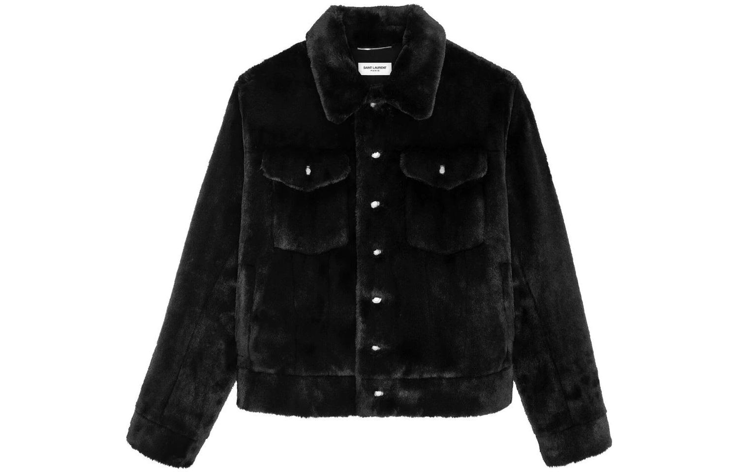 Saint Laurent FW22 Black Single-Breasted Jacket with Lapel Collar 713737Y4F861000