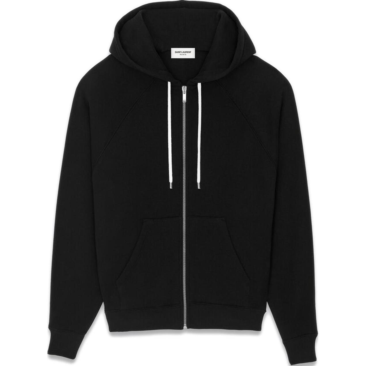 Saint Laurent FW22 Black Solid Color Zip-Up Hoodie 713458Y36SW1000