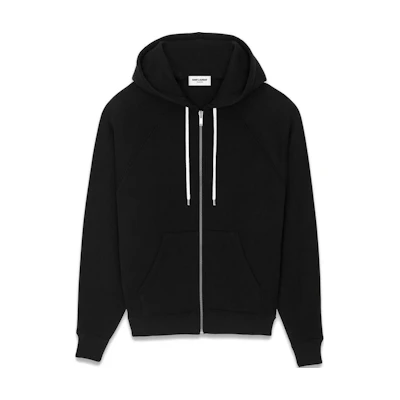 Saint Laurent FW22 Black Solid Color Zip-Up Hoodie 713458Y36SW1000