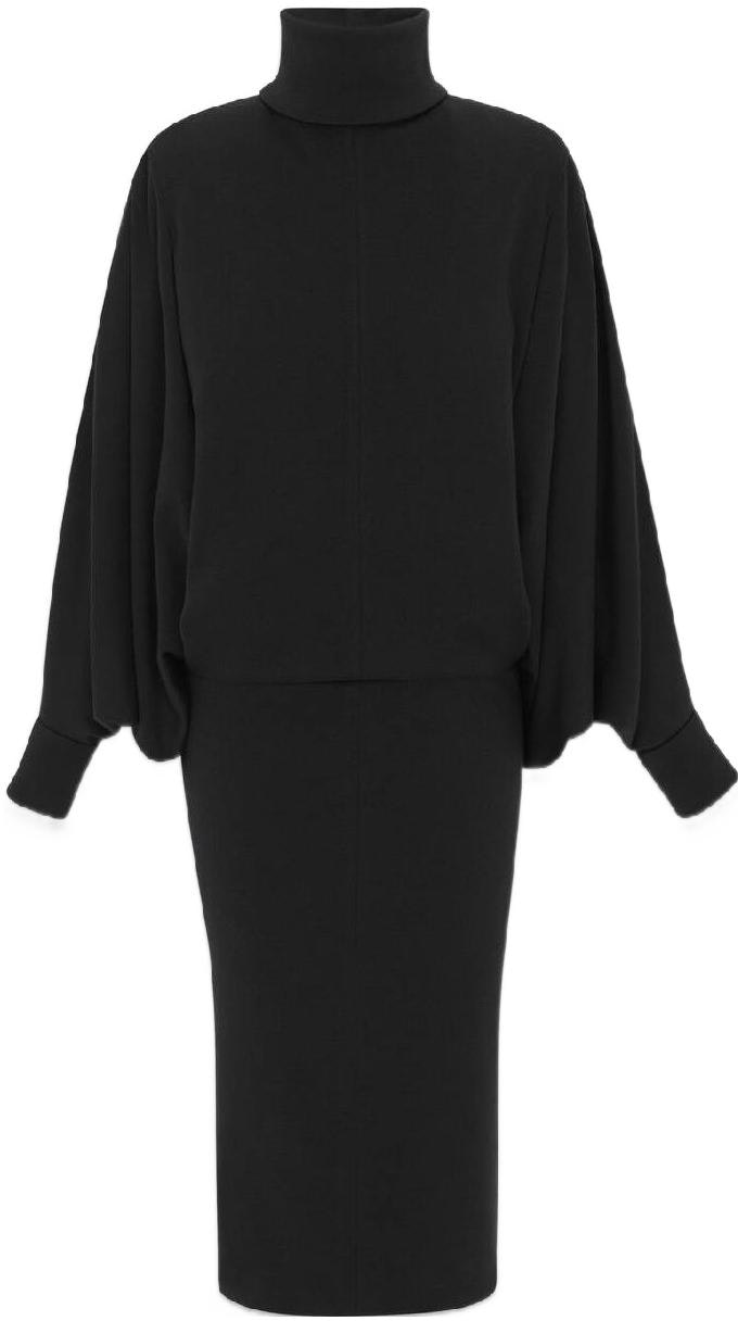 saint-laurent-fw-22-black-solid-high-neck-long-sleeve-dress-with-cinched-hem-709455-y3-b201000