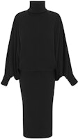SAINT LAURENT FW22 Black Solid High Neck Long Sleeve Dress with Cinched Hem 709455Y3B201000 SAINT LAURENT FW22 Black Solid High Neck Long Sleeve Dress with Cinched Hem 709455Y3B201000