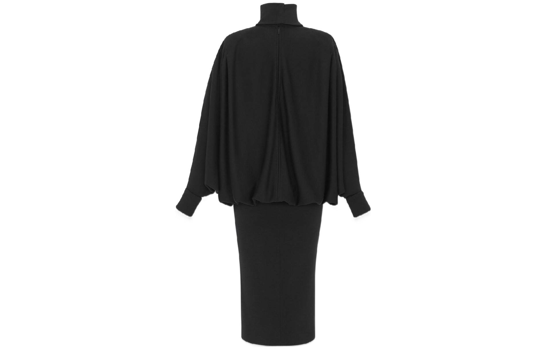 Lookbook SAINT LAURENT FW22 黑色高領長袖束腰連衣裙 709455Y3B201000