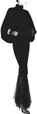 SAINT LAURENT FW22 黑色高領長袖束腰連衣裙 709455Y3B201000 Shop SAINT LAURENT FW22 黑色高領長袖束腰連衣裙 709455Y3B201000