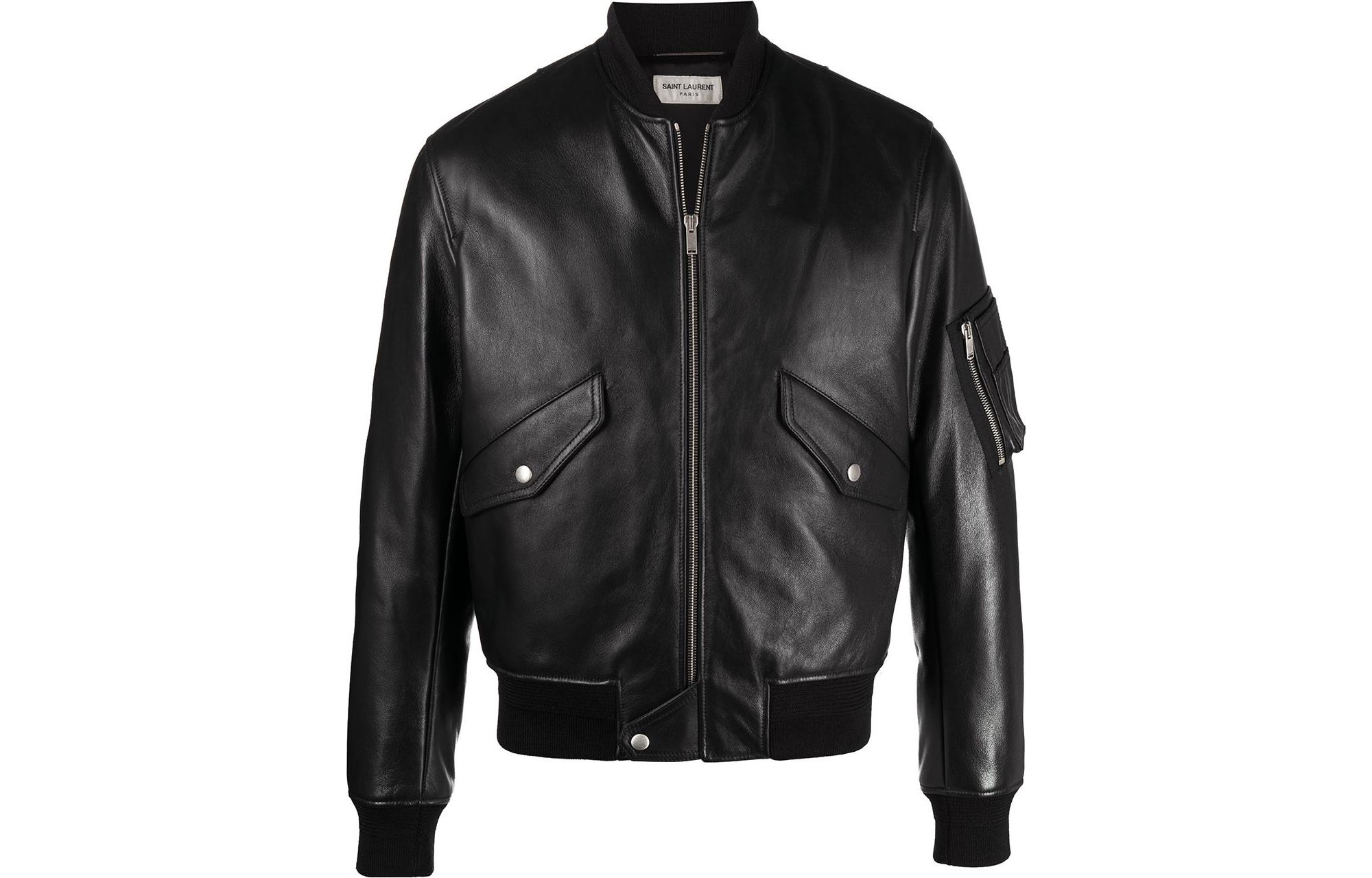 Saint Laurent FW22 Black Solid Zip-Up Long-Sleeve Jacket 500952YCBX21000