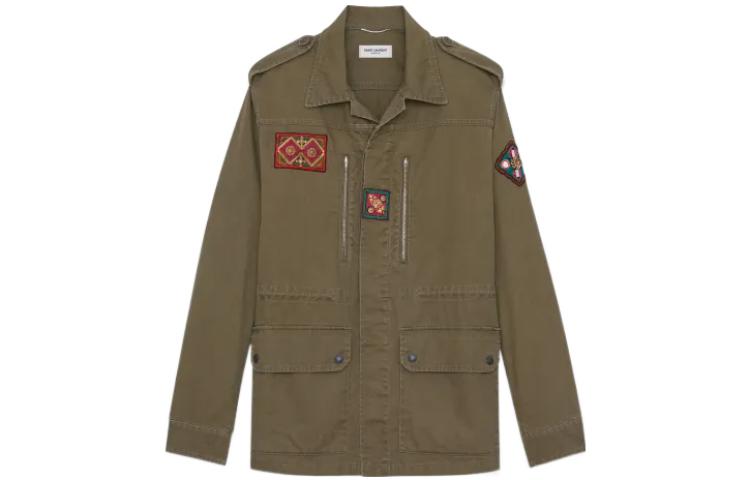 Saint Laurent FW22 Casual Printed Patch Jacket Khaki Unisex 509177Y016S1340