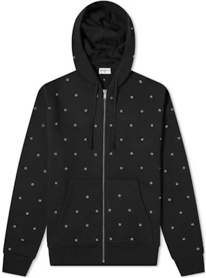 聖羅蘭 FW22 圓紋拉鍊連帽外套 黑色 635709-YBLU2-1081 Buy 聖羅蘭 FW22 圓紋拉鍊連帽外套 黑色 635709-YBLU2-1081