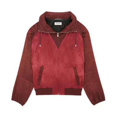 Saint Laurent FW22 Colorblock High-Neck Zip-Up Jacket Burgundy 707073-Y2F87-6270