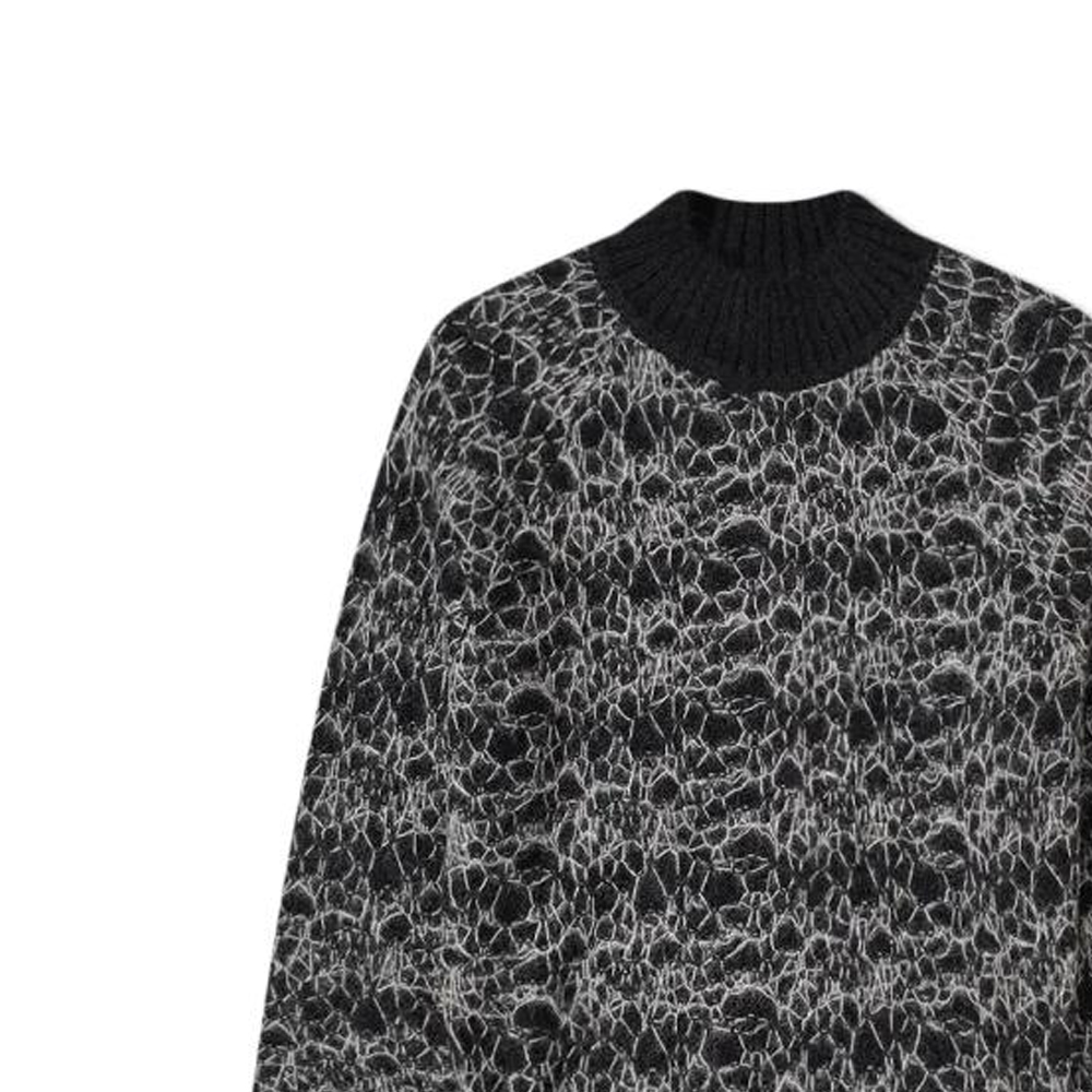 Details for SAINT LAURENT FW22 Geometric Pattern Knit Crewneck Sweater Black 632007YARW21916