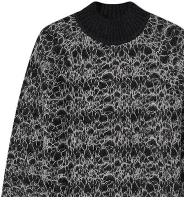 SAINT LAURENT FW22 Geometric Pattern Knit Crewneck Sweater Black 632007YARW21916 Details for SAINT LAURENT FW22 Geometric Pattern Knit Crewneck Sweater Black 632007YARW21916
