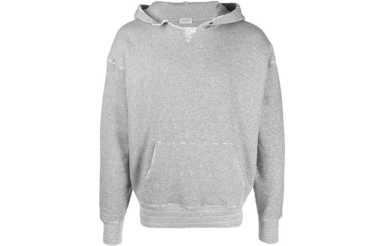 Saint Laurent FW22 Gray Solid Color Pullover Hoodie Long Sleeve 712301Y36XQ1450