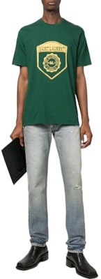 SAINT LAURENT FW22 Green Badge Print Crewneck Short Sleeve T-Shirt Men 686609Y36RO3842 Lookbook SAINT LAURENT FW22 Green Badge Print Crewneck Short Sleeve T-Shirt Men 686609Y36RO3842