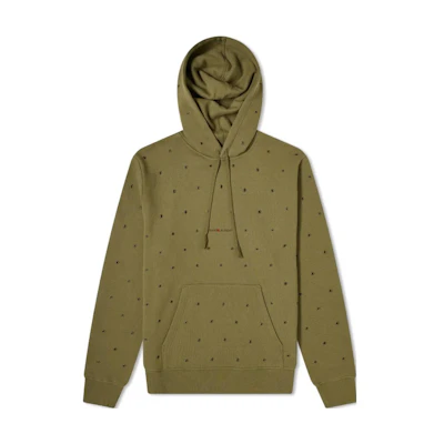 Saint Laurent FW22 Logo Patch Pullover Hoodie Military Green 632418YBQZ21373