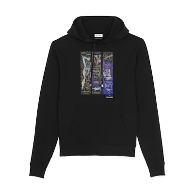 Saint Laurent FW22 Pattern Print Crewneck Sweatshirt Unisex Black 678511Y36NG1068