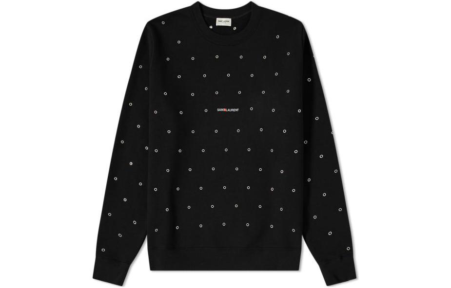 Buy SAINT LAURENT FW22 Polka Dot Print Crewneck Pullover Sweatshirt Black . 632422YBQZ21032
