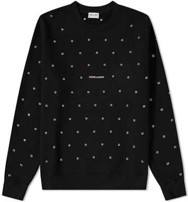 SAINT LAURENT FW22 Polka Dot Print Crewneck Pullover Sweatshirt Black . 632422YBQZ21032 Order SAINT LAURENT FW22 Polka Dot Print Crewneck Pullover Sweatshirt Black . 632422YBQZ21032