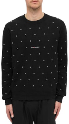 SAINT LAURENT FW22 Polka Dot Print Crewneck Pullover Sweatshirt Black . 632422YBQZ21032 Lookbook SAINT LAURENT FW22 Polka Dot Print Crewneck Pullover Sweatshirt Black . 632422YBQZ21032