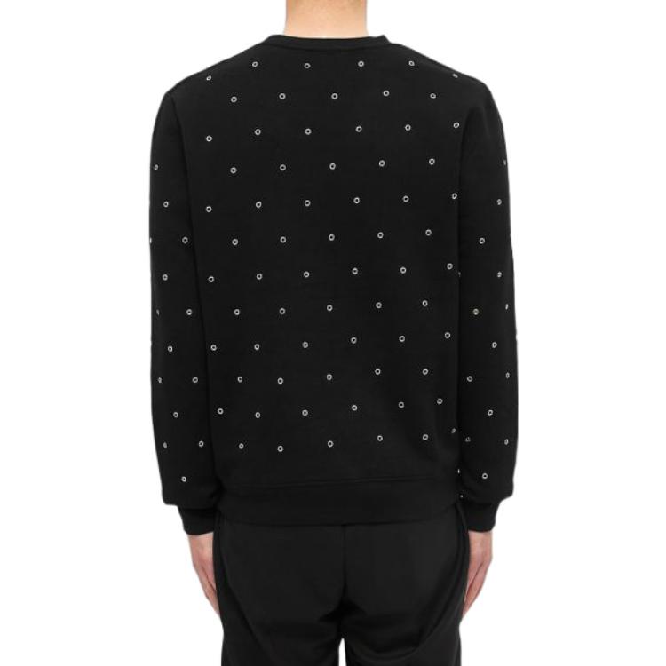 Shop SAINT LAURENT FW22 Polka Dot Print Crewneck Pullover Sweatshirt Black . 632422YBQZ21032