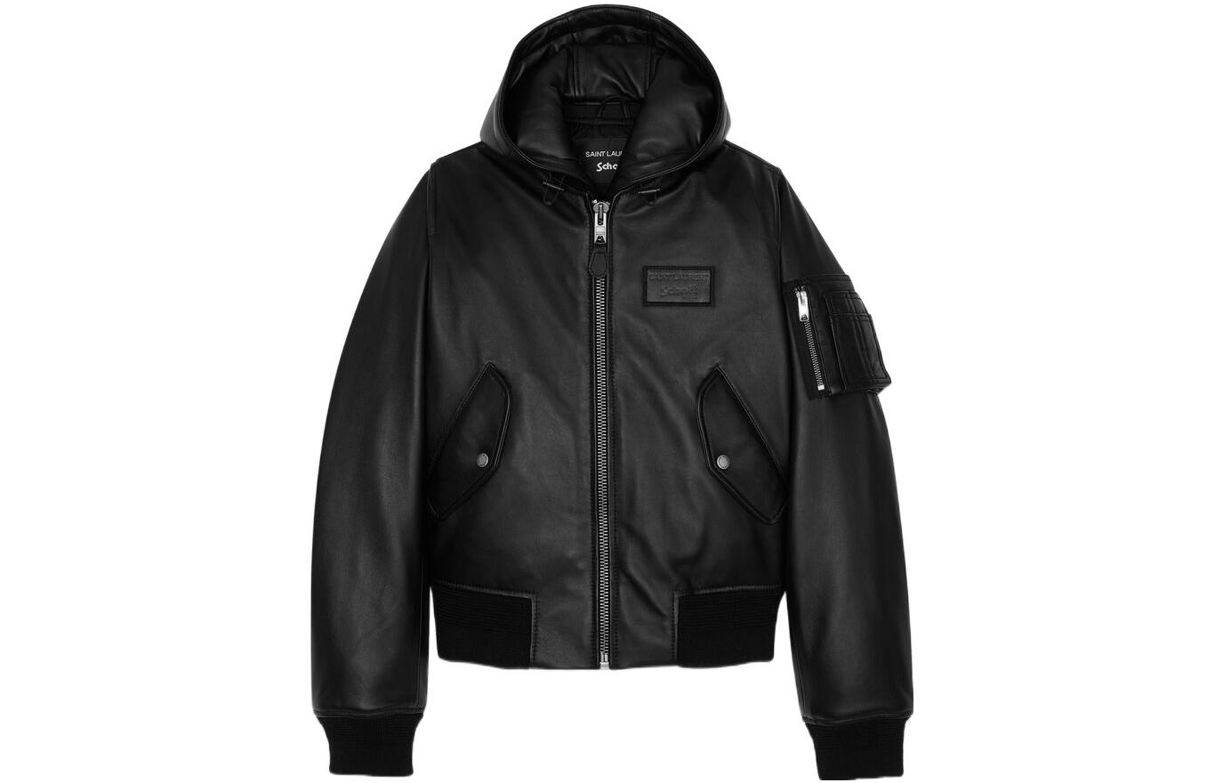 Saint Laurent FW22 Rive Droite Black Hooded Bomber Jacket for Men 680379YCLBF1000