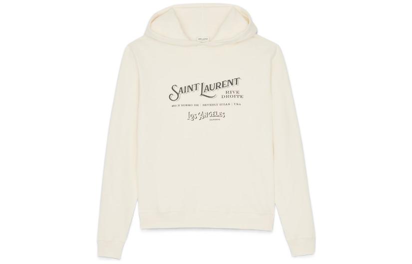Saint Laurent FW22 Rive Droite LA Print Hoodie Unisex - Off-White 602628YBPI29166