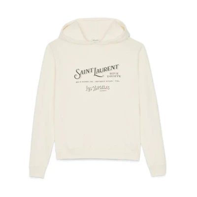 Saint Laurent FW22 Rive Droite LA Print Hoodie Unisex - Off-White 602628YBPI29166