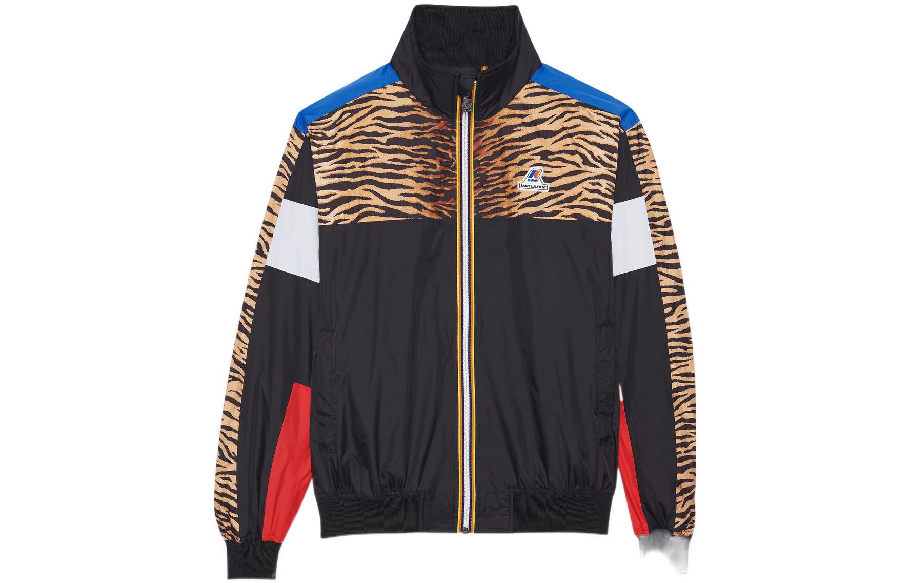 Saint Laurent FW22 Rive Droite Tiger Print Bomber Jacket Fashion Patchwork 683920YCL079956