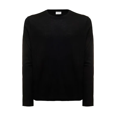 Saint Laurent FW22 Slim Fit Logo Embroidered Crewneck Sweatshirt Black Mens 710035Y36XE1000