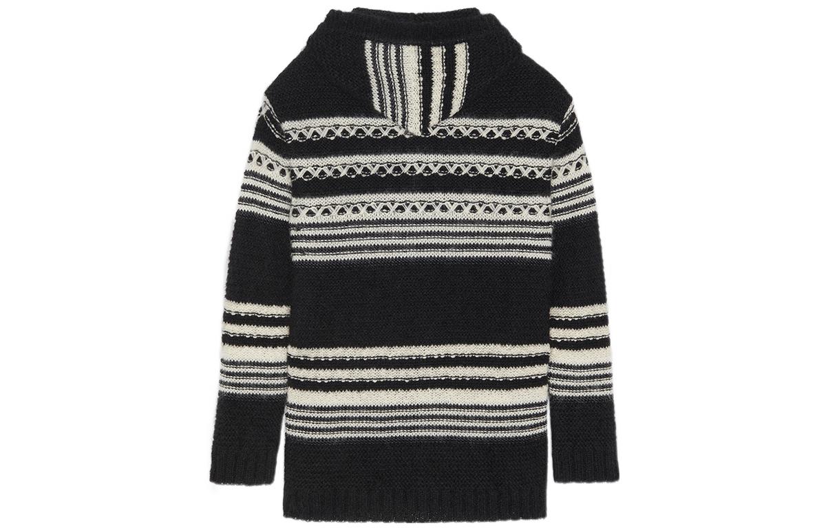 SAINT LAURENT FW22 Striped Ribbed Cuff Knit Hoodie Sweater  Black 689942Y75KW1095 圖 3