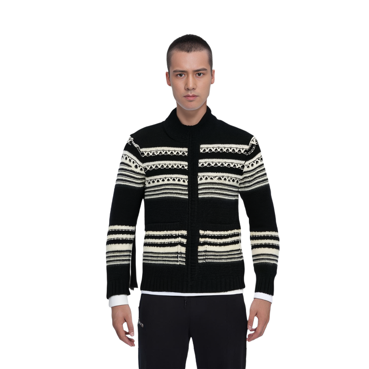 SAINT LAURENT FW22 Striped Ribbed Cuff Knit Hoodie Sweater  Black 689942Y75KW1095 圖 4