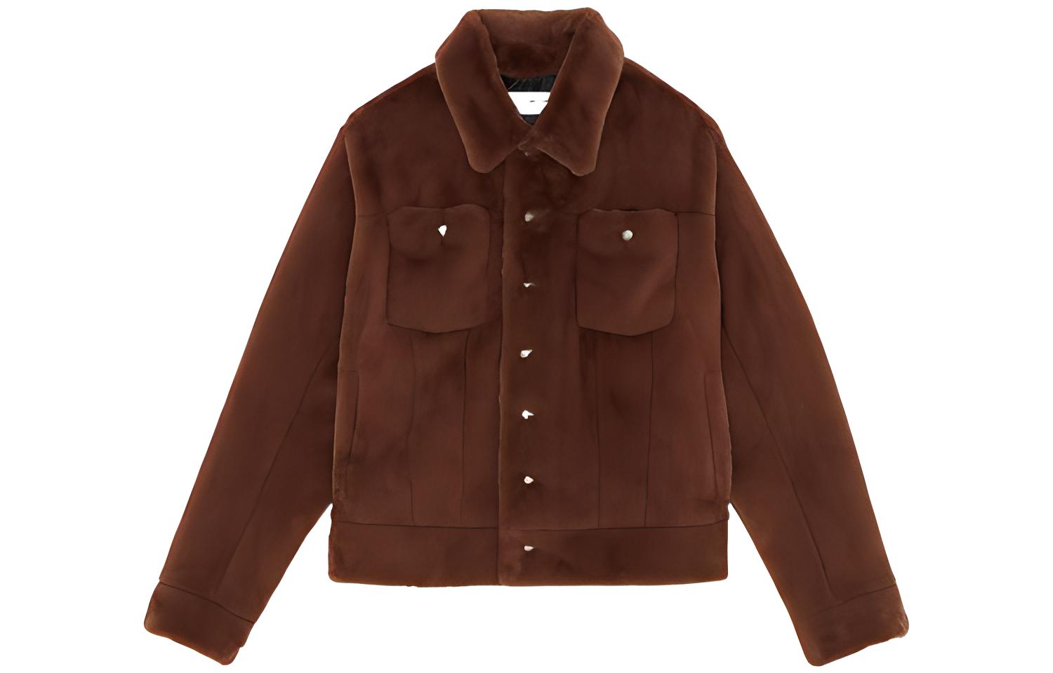 Saint Laurent FW22 Tan Short Jacket with Solid Color and Lapel Design 713737Y4F862509