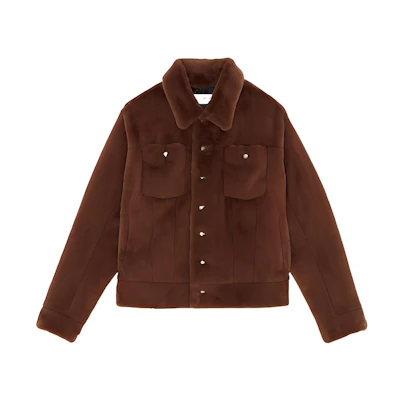 Saint Laurent FW22 Tan Short Jacket with Solid Color and Lapel Design 713737Y4F862509