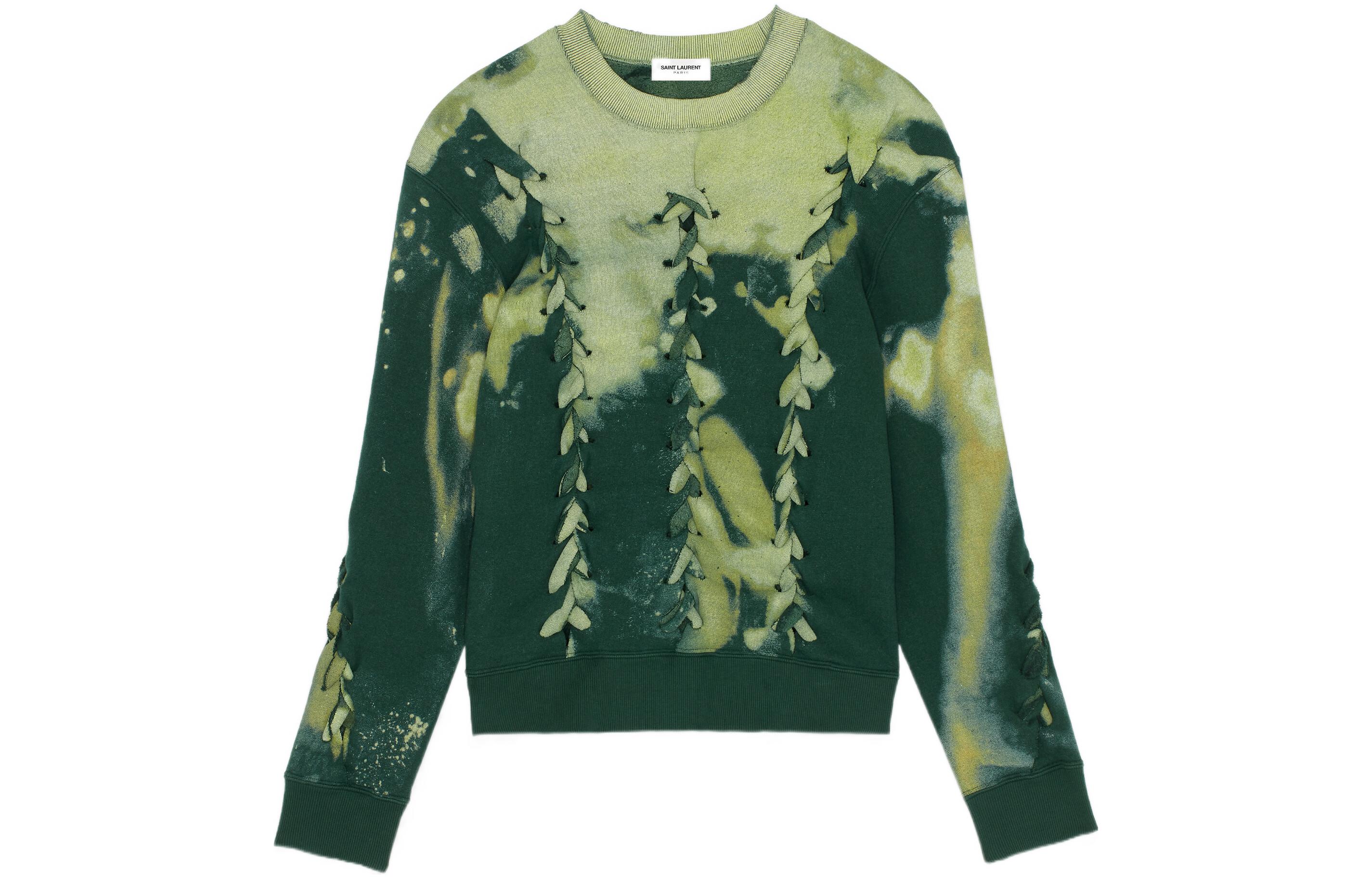 Saint Laurent FW22 Tie-Dye Knit Pullover Hoodie Green 721367Y37CX1476