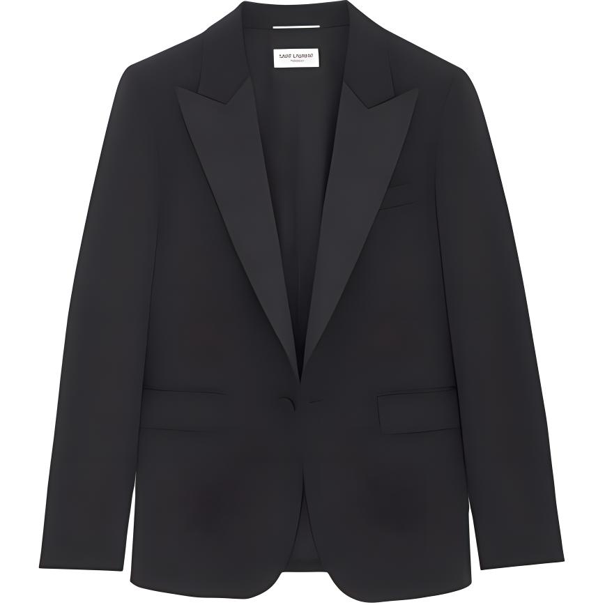 SAINT LAURENT FW23  Black Single-Button Solid Long-Sleeve Blazer 780354Y512W1000