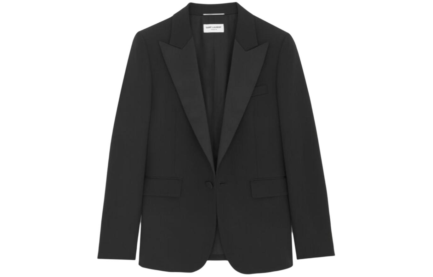 Order SAINT LAURENT FW23 Blazer Lengan Panjang Butang Tunggal Hitam Lelaki 780354Y512W1000